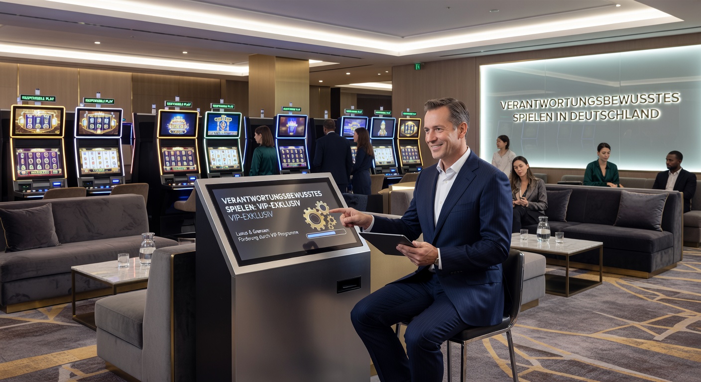 Grafik einer VIP-Treppenleiter mit Slot-Symbolen, Limits und Belohnungen, die verantwortungsvolles Gaming symbolisiert