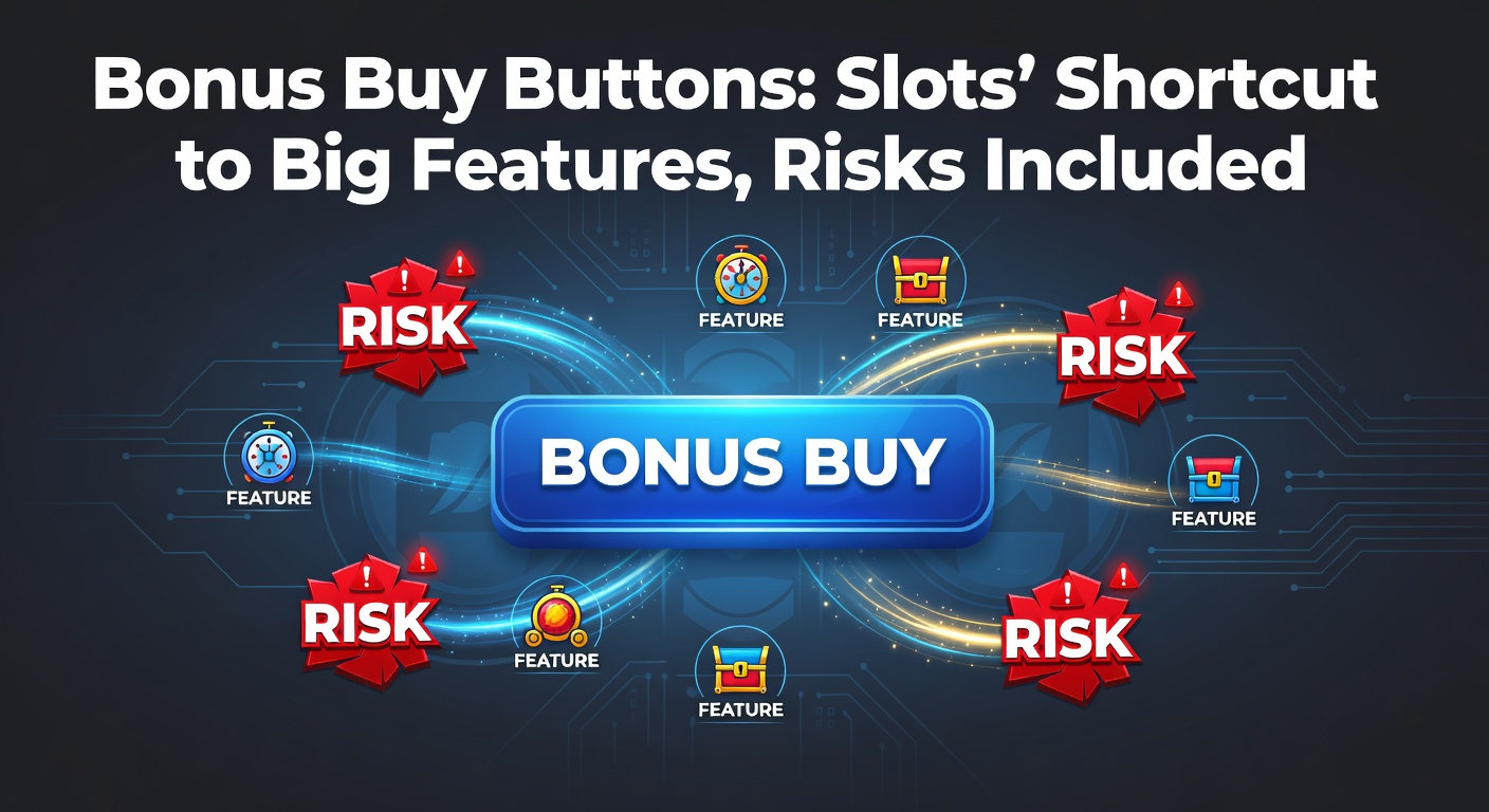 Nahaufnahme eines Slot-Spiels mit leuchtendem Bonus-Kauf-Button, der schnellen Einstieg in Freispiele und Multiplikatoren verspricht