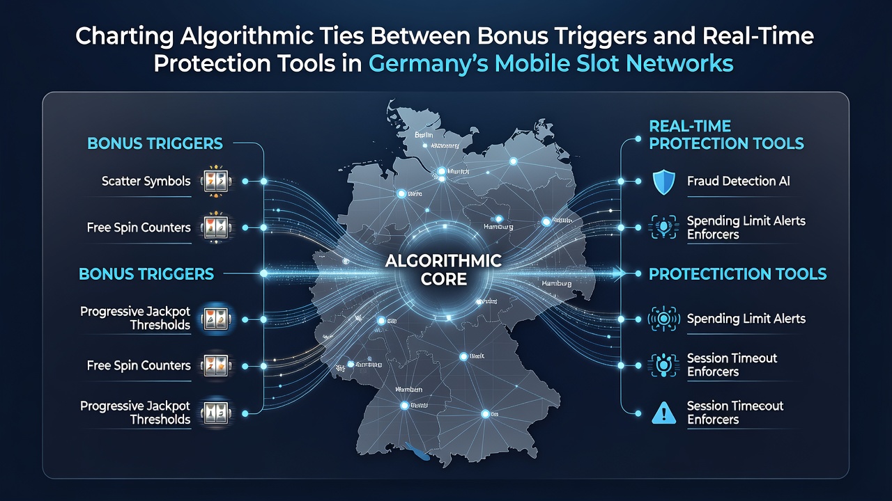 Darstellung algorithmischer Verbindungen in mobilen Slot-Systemen mit Fokus auf Bonus-Trigger und Schutzmechanismen