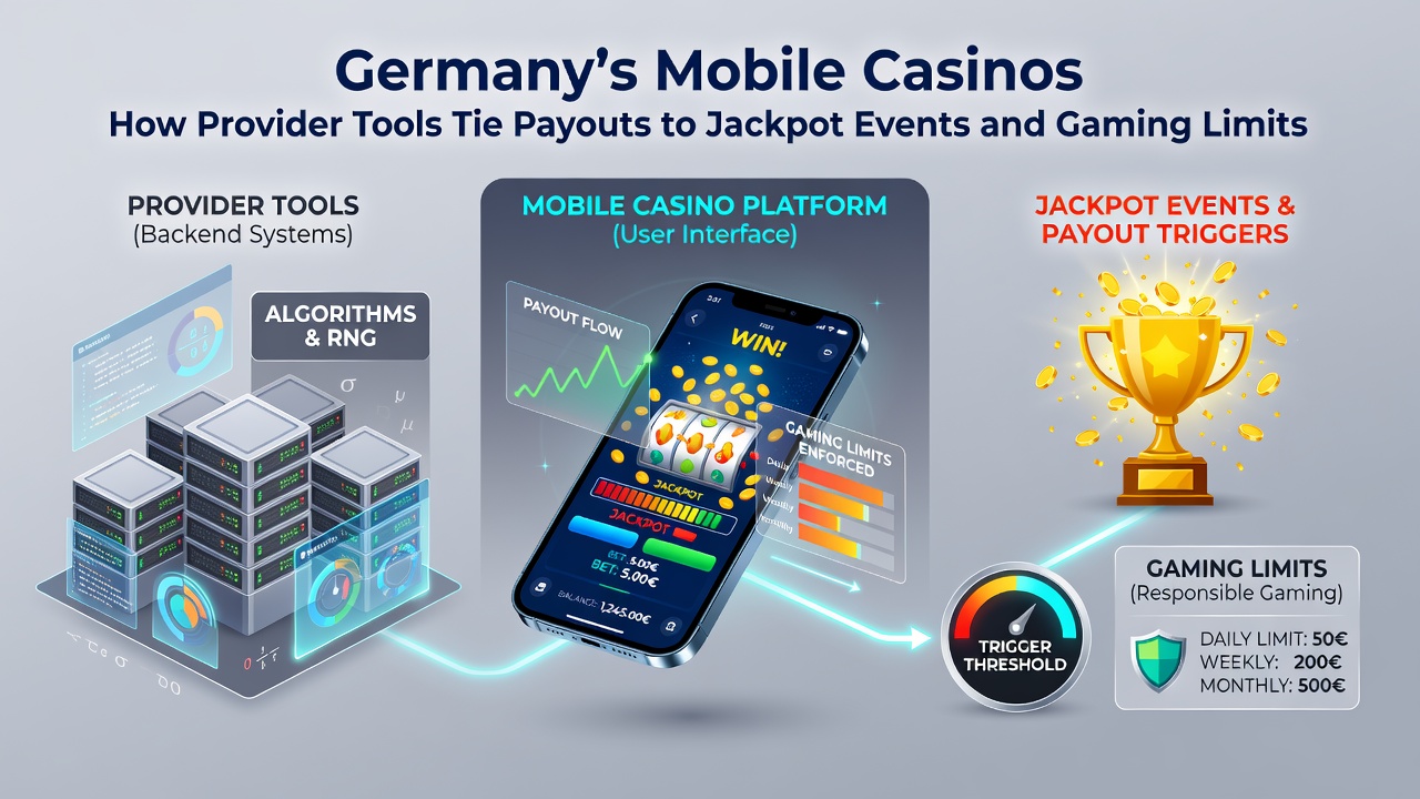 Detailansicht eines deutschen Mobile-Casino-Dashboards mit Echtzeit-Limits und Jackpot-Integration