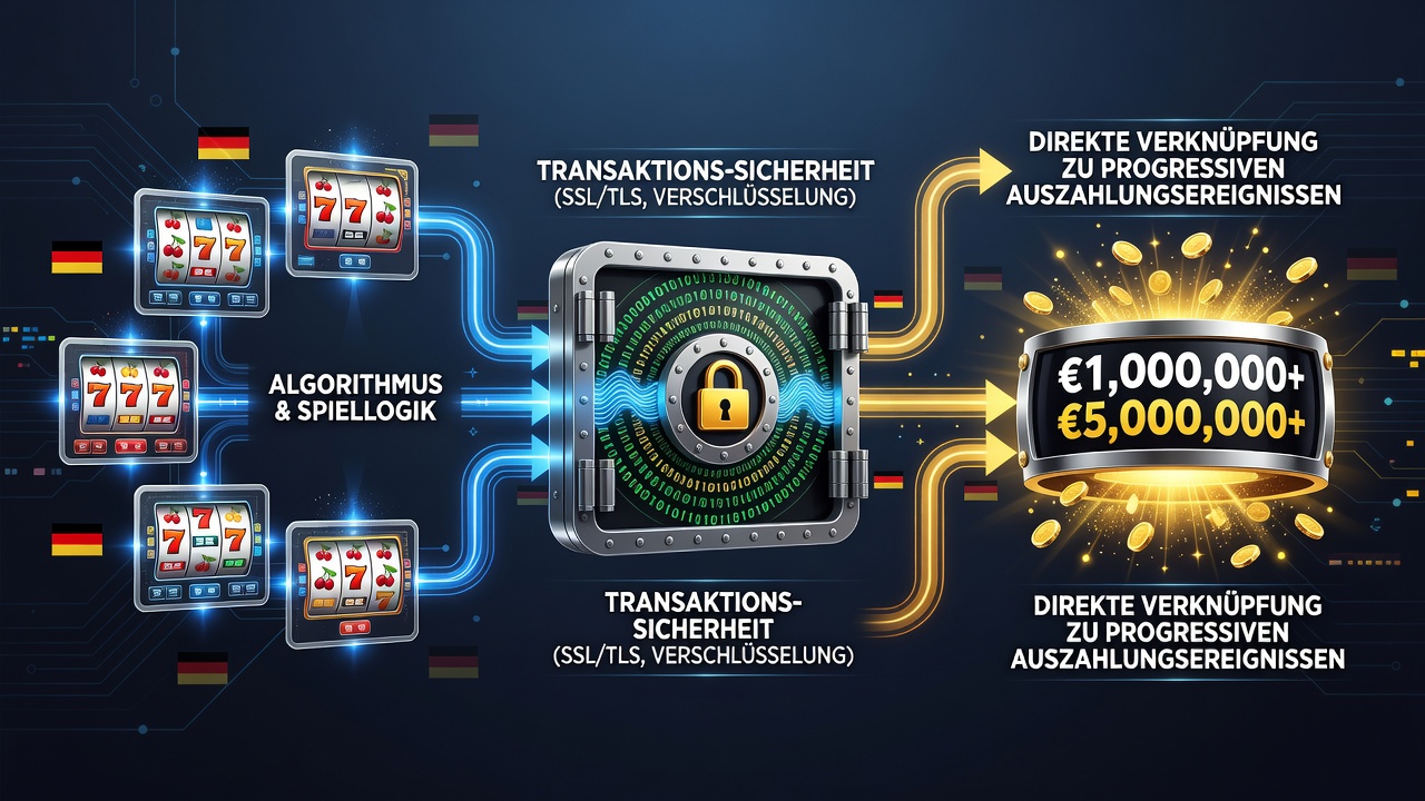 Schaubild der algorithmischen Verbindungen zwischen Transaktionen, Jackpots und Schutzmechanismen in mobilen Slots