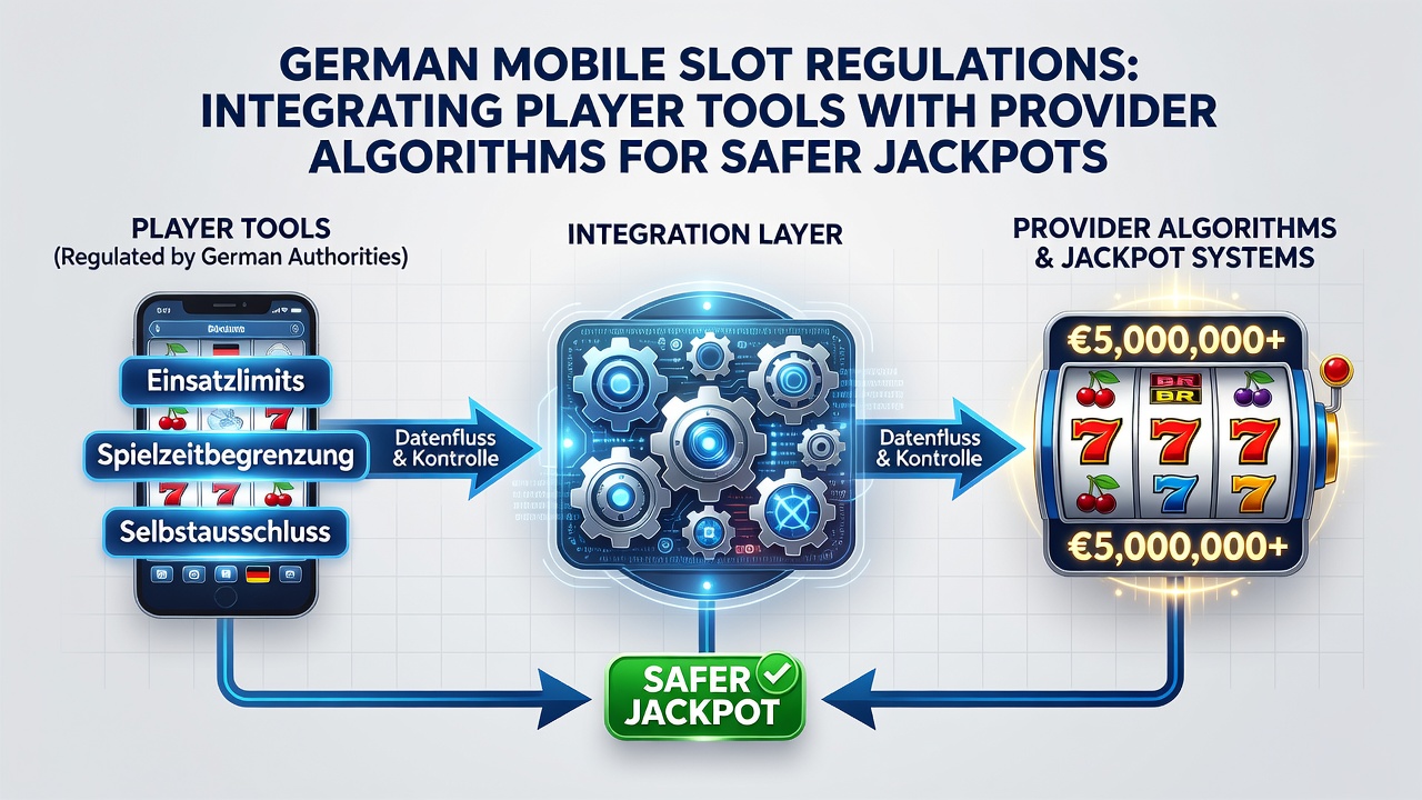 Schematische Darstellung der Algorithmus-Verknüpfung mit Spielerlimits in mobilen Slots