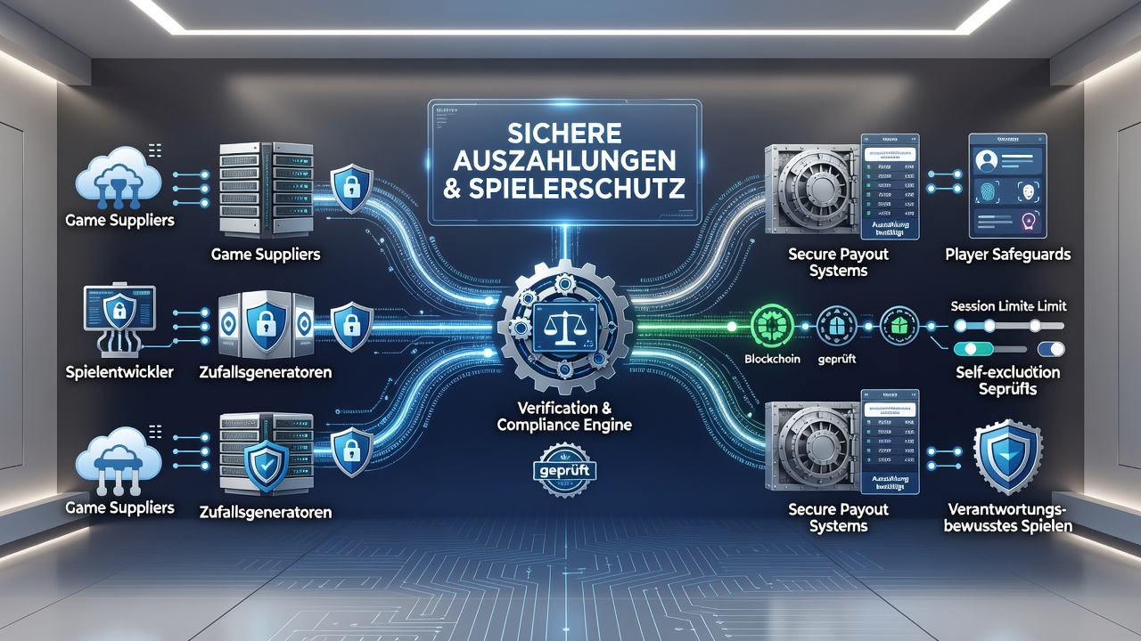 Darstellung der Verbindungen zwischen Spieleanbietern, Zahlungssystemen und Schutzmechanismen in mobilen Slots