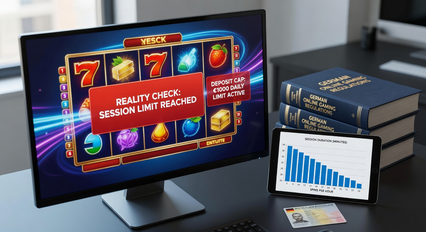 Darstellung eines Smartphones mit Slot-Spiel und Pop-up-Erinnerung für Reality Check in einem deutschen Online-Casino